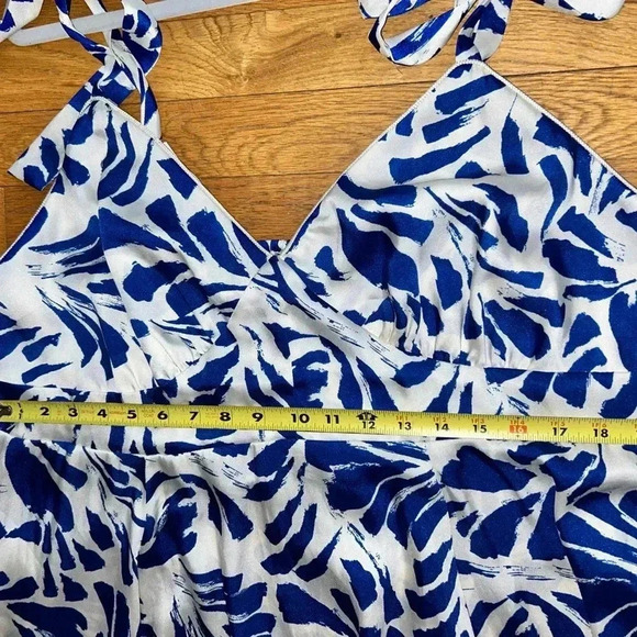 Alexis NWT blue asymmetric botanical print tie strap dress WOMENS size 1X - Picture 8 of 10